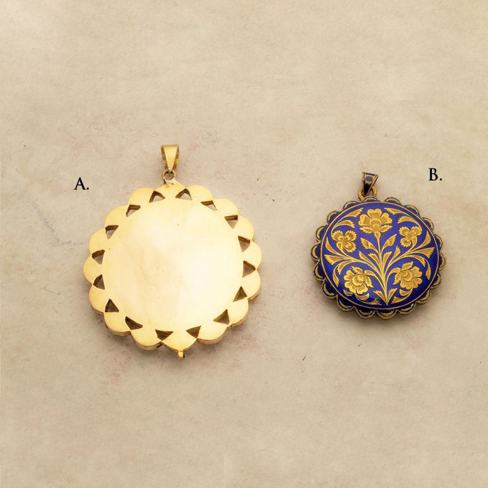 22kt. Gold Younger Guru Gobind Singh pendant and 22Kt. Gold Blue Sapphire and Ruby pendant
