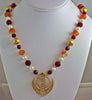 Faceted and carved carnelian pearl khanda / adi shakti Power Necklace