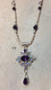 Faceted amethyst or citrine rainbow moonstone and pearl pendant and necklaces