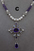 Faceted amethyst or citrine rainbow moonstone and pearl pendant and necklaces