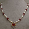 Fresh water pearl, faceted carnelian gemstone Adi Shakti necklace