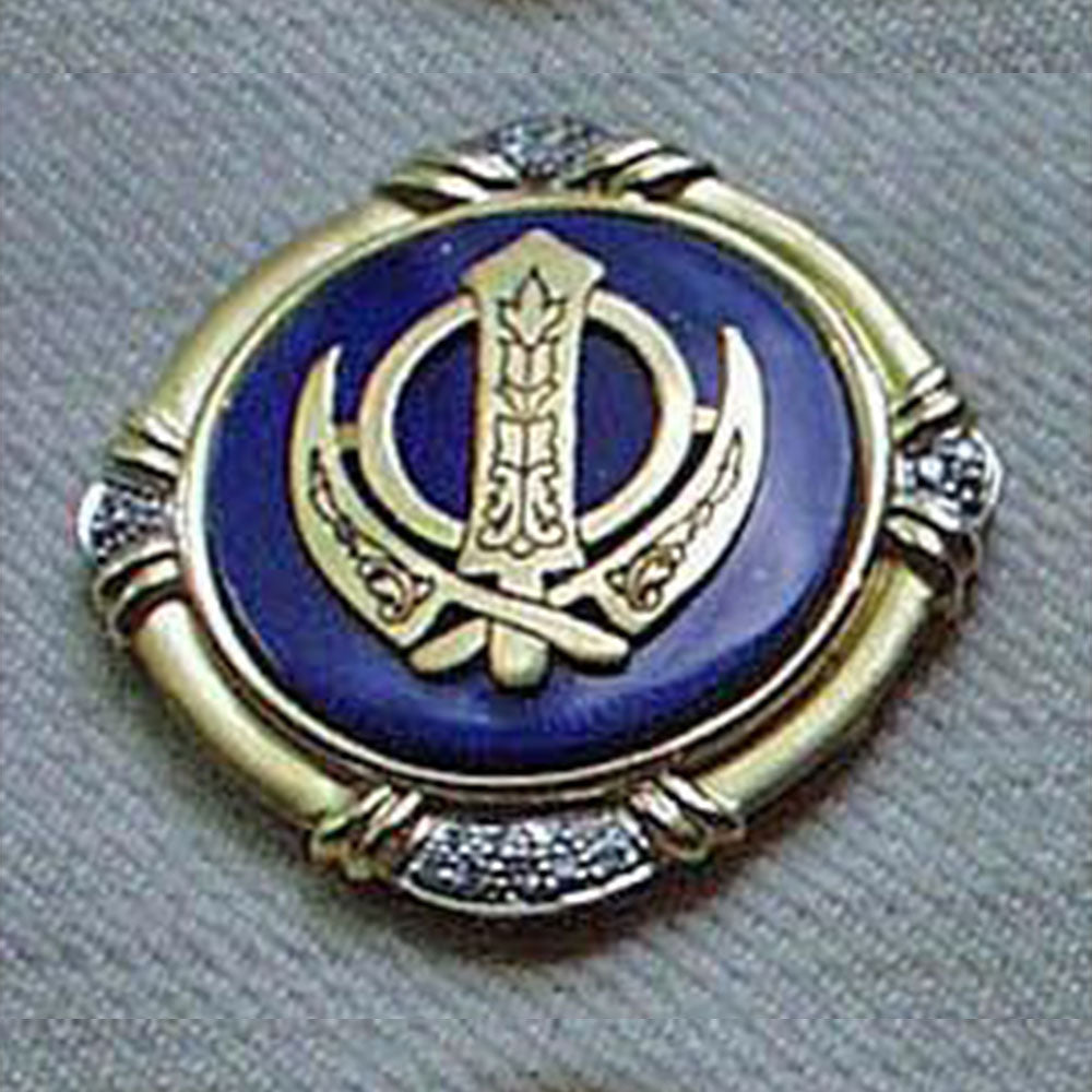 Gold and diamond Khanda pin pendant