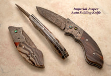 Load image into Gallery viewer, Imperial green jasper auto-folding knife
