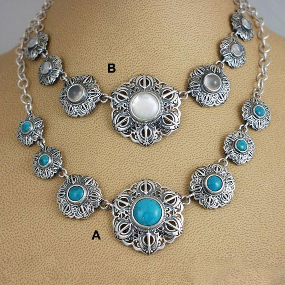 Graduated gemstone Khanda / Adi Shakti Talisman necklaces2