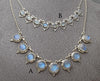 Elegant silver rainbow moonstone gemstone necklaces