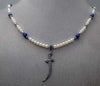 Natural blue sapphire dagger, diamond and pearl Power Necklace