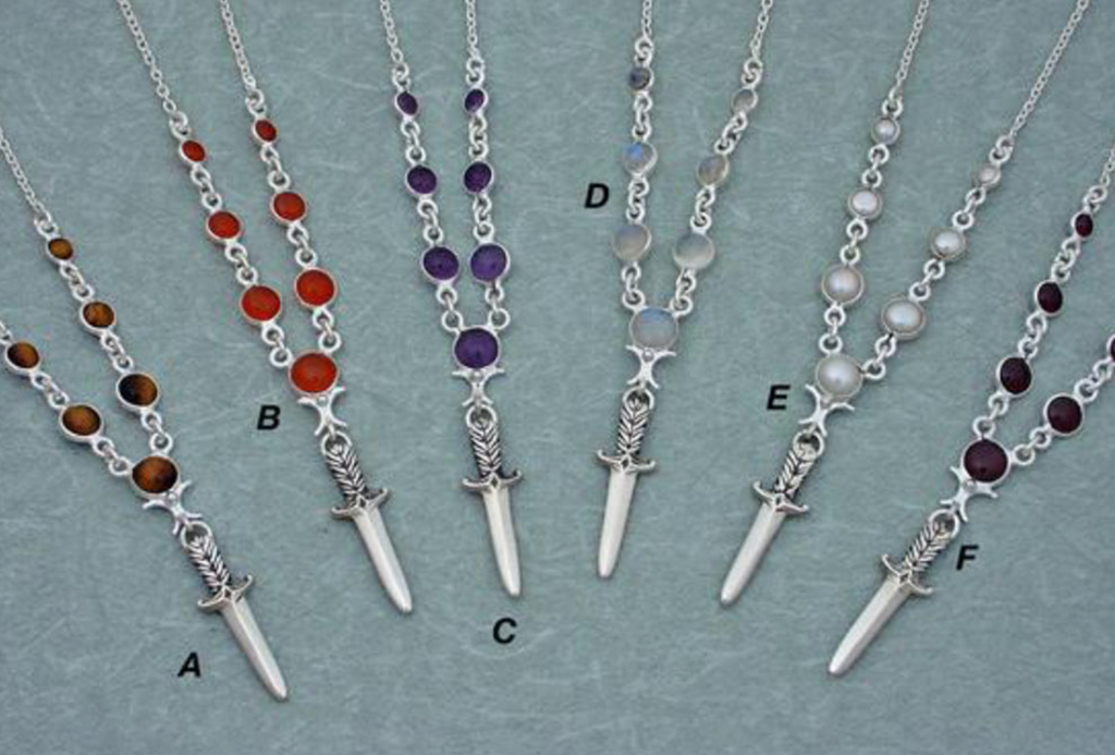 Simple elegant gemstone and pearl necklaces with Plume Dagger LifeKnives