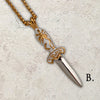 Two-tone steel Flower dagger pendants on chains