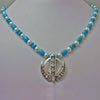 Silver, turquoise and pearl Khanda / Adi Shakti Necklace
