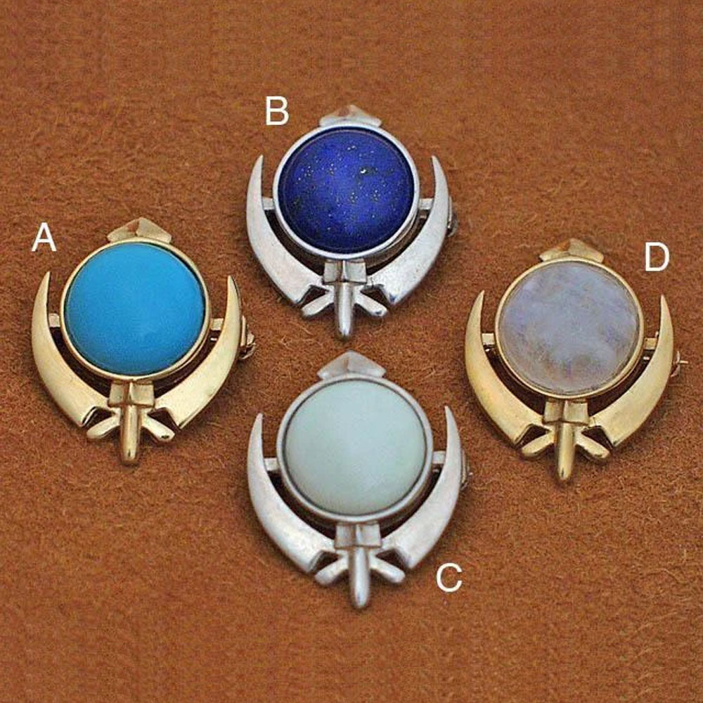 Small Khanda / Adi Shakti gemstone pin pendants