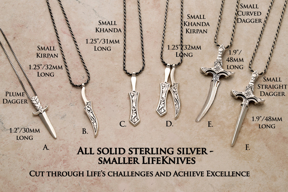 Small All Metal (Silver) Kirpan and Dagger pendants