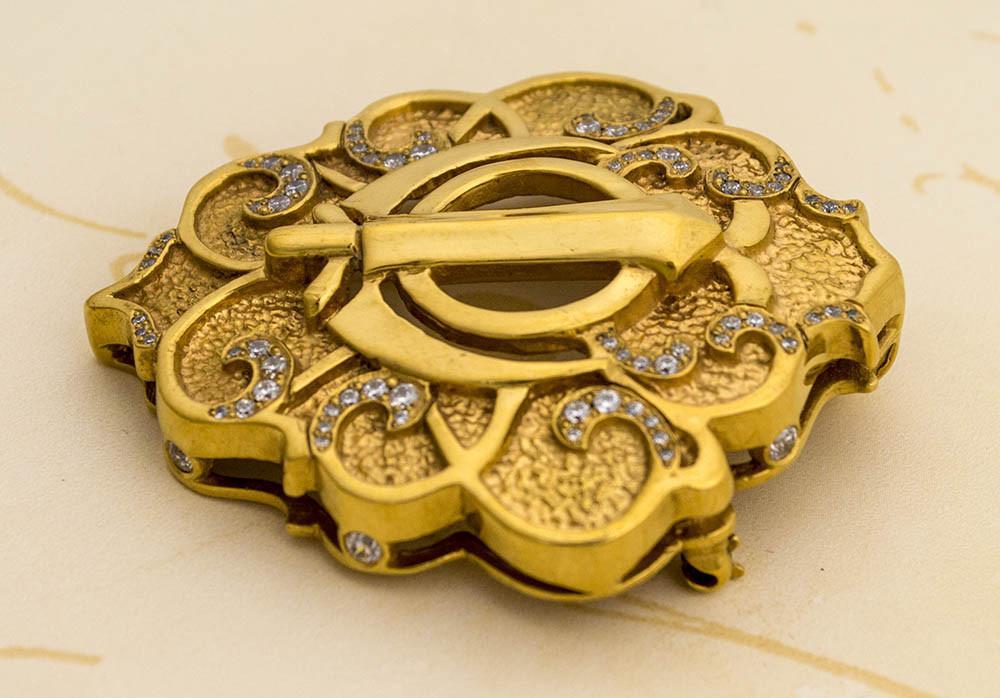 Extra large Khanda Shield set with cubic zirconia