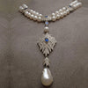 Pearl sapphire cubic zirconia silver necklace