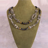 Blue Agate, Quartz Crystal and Solid Silver Bead Tantric Necklace