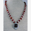 Carnelian, jasper, pearl and silver khanda / adi shakti necklace
