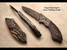 Load and play video in Gallery viewer, Imperial green jasper auto-folding knife
