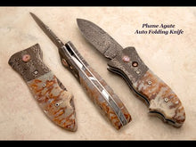 Load and play video in Gallery viewer, Natural plume agate auto-folding knife
