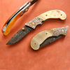 Engraved gold mother of pearl folding knife