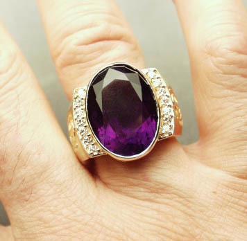 Solid sterling silver (larger) rings with Gemstones, Diamonds and Khanda symbols