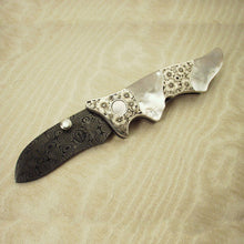 Load image into Gallery viewer, Engraved mother of pearl folding knife
