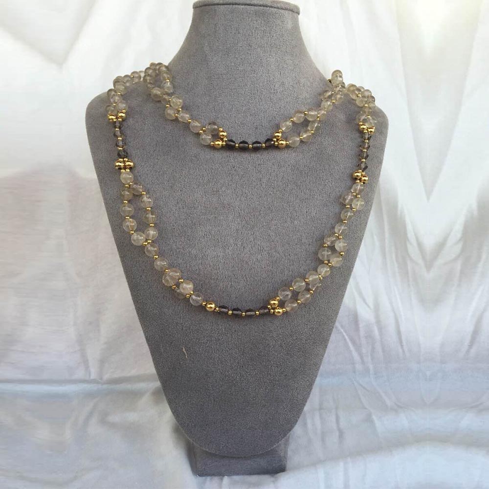 Titanium, Citrine and 24K Gold-filled Bead Tantric Necklace