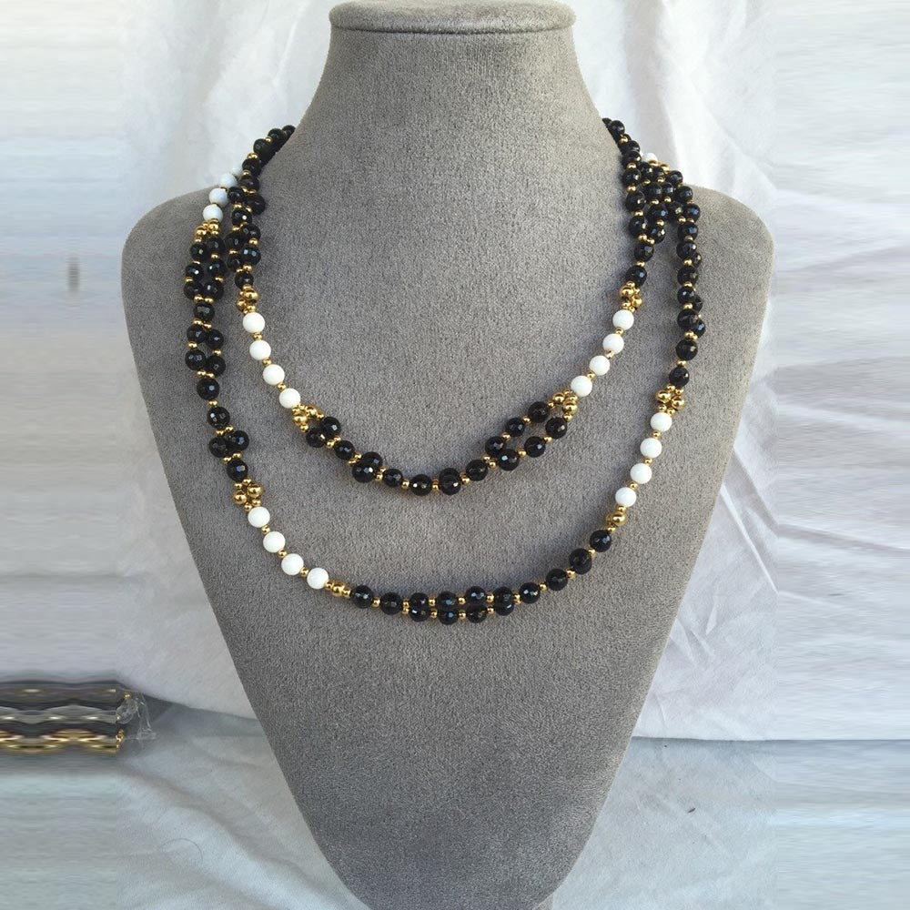 Obsidian, Triacna and 24K Gold-filled Bead Tantric Necklace