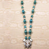 Turquoise and pearl silver double axe khanda / adi shakti necklace